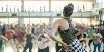 Fitness instructor leading a class